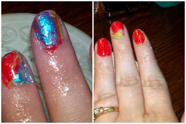 Water marble nail art gone wrong
