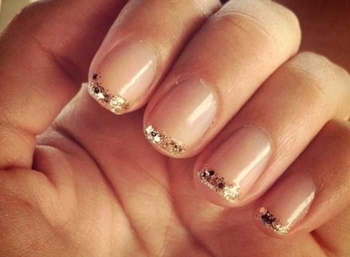 Gold Glitter French Tip Nail