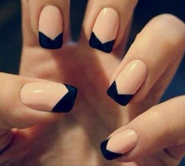 Angular black french manicure
