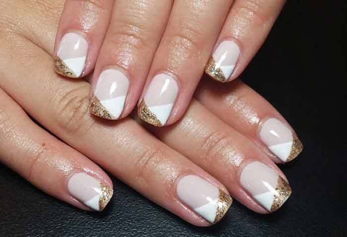 french nails with gold glitter