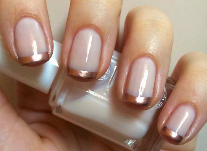 French manicure clean rose gold