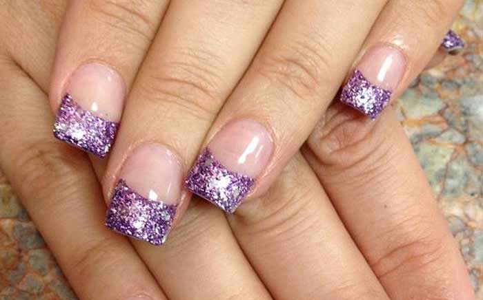 sparkly french tip nail designs with glitter